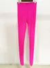 Pantalones de mujer Capris High Street EST Fashion Leggings Strighty Leggings fluorescentes rosa 231218