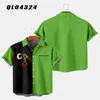 Camisas casuais masculinas 2023 cruz natal retalhos listrado 3d impressão digital solta manga curta camisa de bolso para topo