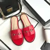 Designer Summer Beach slippers fashion Loafers Lazy heeled flops leather Letters lady Cartoon Slides women shoes Metal Ladies Sandals Large size 35-39-42 us4-us11
