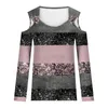 Camicette da donna Top a maniche lunghe con finiture in paillettes per le donne Top con spalle scoperte primaverili Camicie alte per abbigliamento sportivo da donna