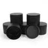 Garrafas de armazenamento 8oz lata de vela 6pcs pacote com tampas em massa diy recipientes pretos jar para fazer velas artes artesanato presentes280e