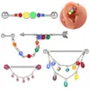 Stud Earrings Colorful Beads Cartilage Tragus Piercing Jewelry Steel Body