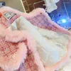 Ensembles de vêtements Enfants Filles Princesse 2pcs Vêtements Ensemble Automne Hiver Enfants Rose Plaid Épais Manteau Outwear Jupes Courtes Vintage Costume Élégant