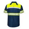 Camisas casuais masculinas de alta visibilidade manga longa camisa de trabalho de segurança uniformes de oficina de algodão hi vis S-4XL