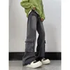 Jeans pour hommes Cargo Hommes Mode Rétro Poche Japonais Streetwear Hip Hop Lâche Droite Hommes Vintage Denim Pantalon