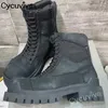 Combat de qualité pour 658 bottes à la cheville en cuir en cuir hommes épais semelles épaisses lacets chaussures décontractées plate-forme de designer masculin botas mujer 231219 803 platm