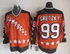 스타 1984 하키 저지 모든 아이스 하키 빈티지 19 Steve Yzerman 11 Mark Messier 99 Wayne Gretzky 7 Paul Coffey Home Orange Stitched