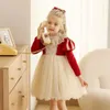 Robes de fille Bébé filles rouge robe de fête d'anniversaire noël automne hiver vêtements à manches longues jupe moelleuse dentelle robes de gaze pour enfants vestido