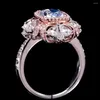 Bagues de cluster Solide 18K Blanc Rose Gold Femmes Bague 3Ct Coussin Moissanite Diamants De Mariage Anniversaire Engagement Fleur Goutte D'eau