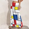 Kadın Pantolon Mondrian Geometrisi Düz Modern Sanat Geniş Bacak Kadın Büyük Boy Sokak Giyim Özel Pantolon