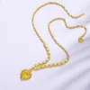 Kolye Kolyeleri Basit Vintage Kalp Kaplı 24K Altın Paslanmaz Çelik Takı Kadın2554