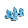 Abbigliamento per cani 4 pezzi/set Scarpe estive antiscivolo e traspiranti Sandali per cani di piccola taglia Calzini per animali Sneakers Cuccioli Stivali per gatti blu