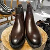 ブーツ高級メンチェルシーレザーファッションワークアウトドアハイエンド本物の快適な足首の男性靴5A 231218