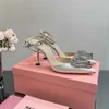 H Sandaal Triple Heart Platform Pumps Satijnen Puntige Dikke Hak Geklede Schoenen Kristal Verfraaid Avondschoen 6,5 cm 10 cm Ontwerpers Riem Bruiloft