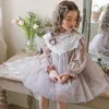 Платья для девочек, весенне-осенняя детская одежда, стильное кружевное пышное фатиновое платье принцессы для маленьких детей, модные платья с длинными рукавами для девочек