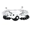 Braccialetti a maglie Design Nero Bianco Perline Bracciale con cuore abbinato per donna Uomo Moda Yin Yang Tessitura Gioielli di amicizia