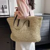 Shopping Bags Luxury Design Straw Woven Tote Bags Summer Casual Large Capacity Handbags Fashion Beach Women Shoulder Simple Style Shopping 231219