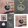 Pendant Necklaces Hip Hop 14K Yellow Gold Masonic Symbol Necklaces Pendants For Women/Men Color Mason Fashion Jewelry Drop Delivery Je Dhkfg