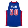 Hill Piston Grant Basketball Jersey Detroits Joe Dumars Ben Wallace Chauncey Billups Rasheed Wallace Jerry Stackhouse Mitchell and Ness Throwback Blue Size S-XXL