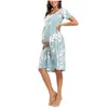 Платья для беременных Женское платье до колена с коротким рукавом Одежда для беременных с принтом Mama A Line Casual G220309 Прямая доставка Baby Kids Otee1