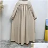 Ethnic Clothing Turkey Arabic Long Dress Abayas For Women Dubai Loose Sleeve Side Pocket Muslim Femme Musman Kaftan Drop Delivery Appa Dhbjg