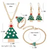 Necklace Earrings Set Christmas Sets Multi Color Enamel Santa Clause Reindeer Ring Bracelet Jewelry Gift