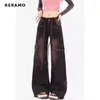 Jean femme rétro américain taille haute droit Y2K pantalon 2023 hiver décontracté Grunge Style Streetwear Hip-hop Denim pantalon