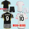2023 2024 Juve Soccer Jerseys Home Away Milik Di Maria Vlahovic Kean Pogba Chiesa 축구 유니폼 Locatelli Kostic Rabiot Kids Kits Football Shirt
