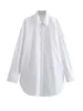 Kvinnors blusar Autumn Women Solid Long Blus Tops 2023 Office Ladies Lapel Single Breasted Sleeve Shirt Causal Pending