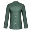 Men's Casual Shirts 2023 Summer Shirt Cotton Linen Stand Collar Long Sleeve Solid Color