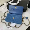 Topfashion verkauft klassische verbesserte magnetische Hardware Damenkette Wallets Top -Qualität Denim Stoff Luxurys Designer Bag Coin Tasche Kartenhalter mit Box.A13