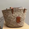 Lady High Quality Raffia Straw Weave Bucket Bag Stor tote axel lyxig designer handväska strandväskor Kvinnor Mens Crossbody Clutch Weekend Overnight Shopper Påsar