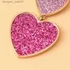 Dangle żyrandol Lost La Cute Purple Pink Heart Wiselant Kolczyki dla kobiet nowe Tren Big Wedding Extrings Hurtowe biżuterię 231219