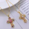 Pendant Necklaces Zircon Cross Necklace Copper 18K Gold Plated For Women Men Gothic Jewelry Classic Accessories Wholesale