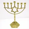 Candelabros Candelabro de metal Hanukkah Titular Shabat Estrella hexagonal Colgante Candelabro Decoración 7 Rama Soporte Durable