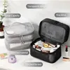 Cosmetic Bags Cases Grey Double Layer Mesh Cosmetic Bag Women Portable Make Up Case Big Capacity Travel Zipper Makeup Organizer Toiletry Storage Box 231219