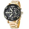 Heren Grote Grote Wijzerplaat Nieuwe Mode Individuele Klok Stalen Riem 7333 Quartz Horloge Sport Uur T200113312B