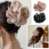 Pinces à cheveux en mousseline de soie, grande pince à cheveux, nœud Vintage, taille moelleuse, ruban en tissu noir, accessoires de pince à mâchoire de fleur pour M0F4