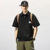 Mäns casual skjortor som säljer kort ärm polo skjorta för sommararbete kläder japanska vintage lapel halv design t-shirt