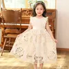 Abiti per ragazze ragazze abiti in pizzo di cotone in pizzo abiti da beige senza maniche estate per bambini abiti da moda casual principessa per bambini di 3-12 anni