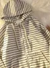 Kvinnor Hoodies Sweatshirts Zip Up Women Korean Style For Girls Top Vintage Stripe Long Sleeve Overdized Hooded Sweatshirt Jacket Casual Large Coats 231218