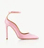 Chaussures de créateurs de luxe Robe femme Escarpins de mariée talons hauts aquazz- Love Affair Pump 105mm bride à la cheville bout pointu cuirs satinés noir rose