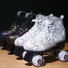 Spot Lightning Double Rows Skating Shoes Vuxen Flash Four Wheel Figure Roller Skating Field Shoes