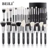 Pennelli per trucco BEILI 25/30/42 Pezzi Set completo di pennelli per trucco professionale Ombretto Fondotinta in polvere Capra naturale Capelli sintetici Nero 231218