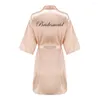 Women's Sleepwear Champagne Bathrobe Bride Satin Robe Women Bridal Party Sister Team Mother Of The Gift Bridesmaid Wedding Short Robes