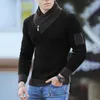 Maglioni da uomo Casual uomo sciarpa lavorata a maglia maglione a collo alto stile per uomo slim fit tinta unita caldo abbigliamento pullover in cotone vintage