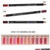 Lip Pencils 12 Colors/Lot Waterproof Liner Pencil Set Lipliner Contour Matte Lipstick Pen Long Lasting Retro Red Drop Delivery Health Dhvlh