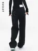 Womens Jeans KUCLUT Black Women Korean Fashion High Waisted Wide Leg Pants Washed Vintage Casual Full Length Straight Trousers 231219