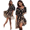 Vestidos casuales Estilo de moda Calle Primavera y verano Elegante Amazon Imprimir Cintura Controlada Dobladillo grande Vestido de mujer de moda