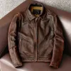 Men's Jackets Men Genuine Leather Jacket Vintage Brown 100 Cowhide Coat Man Slim Fashion Biker Clothing Asian Size S6XL M697 Drop 231219